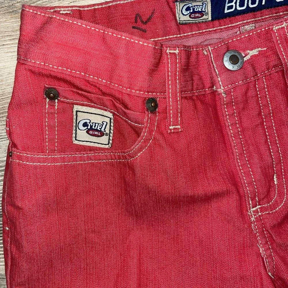 VINTAGE Cruel Girl Boot Cut‎ Jeans Stretch Size 1 X-Long Red